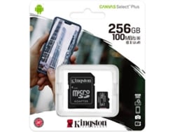 Tarjeta de Memoria KINGSTON 256 GB MicroSD Canvas Select Plus 100R A1 C10 + Adaptador