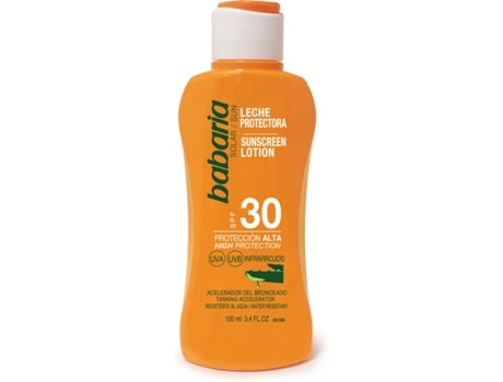 Protector Solar BABARIA Leche Aceleradora del Bronceado Aloe Vera SPF 30 (100 ml) - Tamaño Viaje