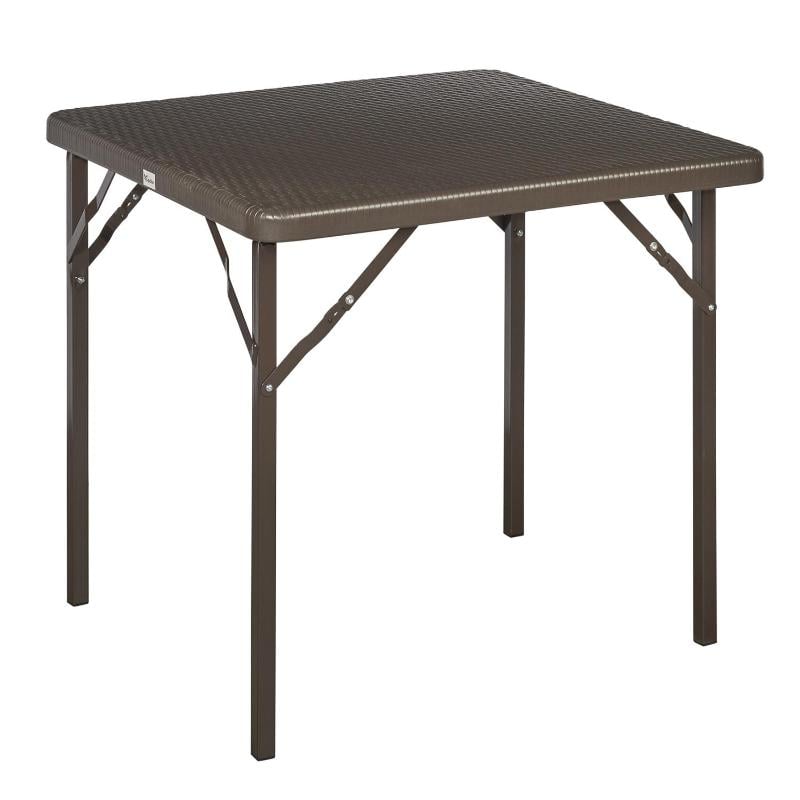 Mesa plegable cuadrada marron 78x78x72 cm.