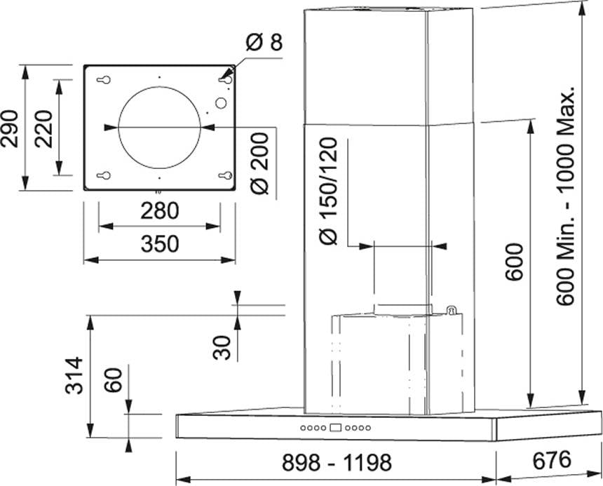 Campana de Isla MEPAMSA Stilo Pro TronI 90 (570 m3/h - 90 cm - Inox)