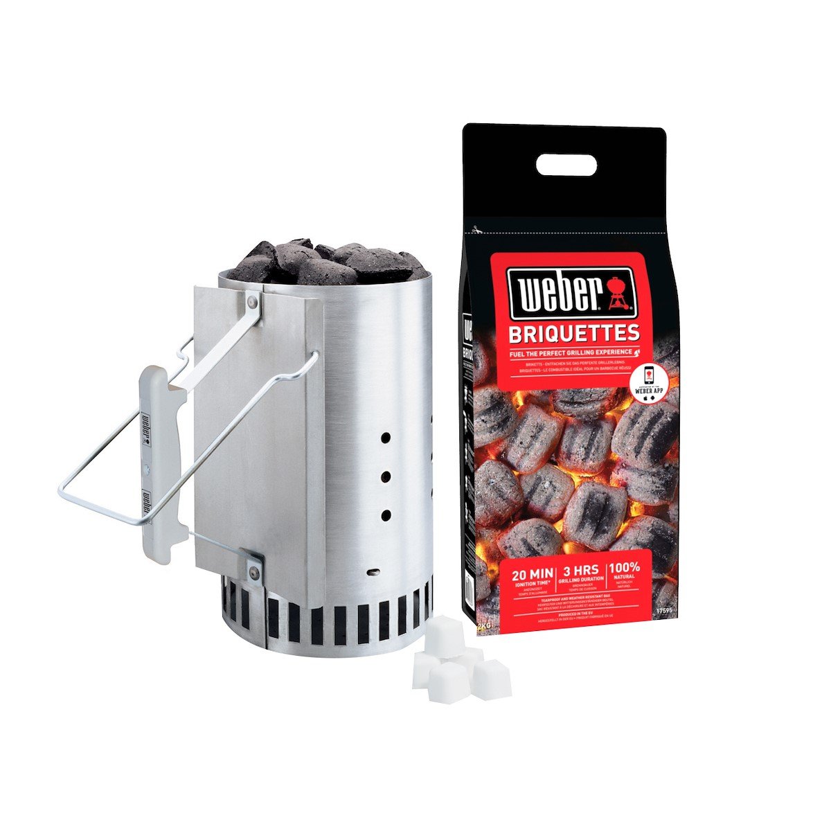 Kit de Encendedor WEBER Rapid Fire (2KG Briquetas+ 3 Encendedores)