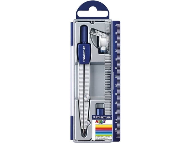 Staedtler Noris Club 550 set de dibujo estuche escolar adaptador y tubo minas azulmetálico 55060