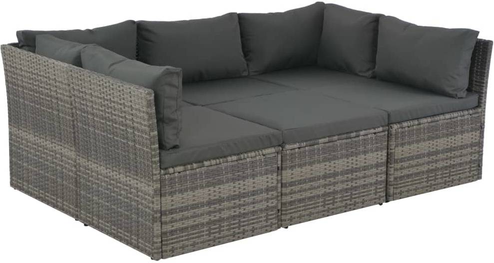 Conjunto de Sofás Exterior VIDAXL Almohadones mimbre PE Gris (4 piezas)