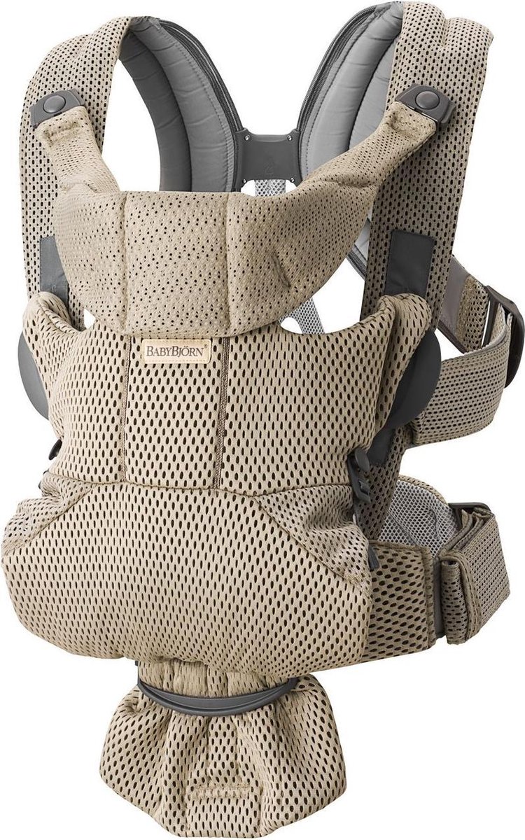 Babybjörn Porta Bebé move malla 3d gris arena mochila beige mesh