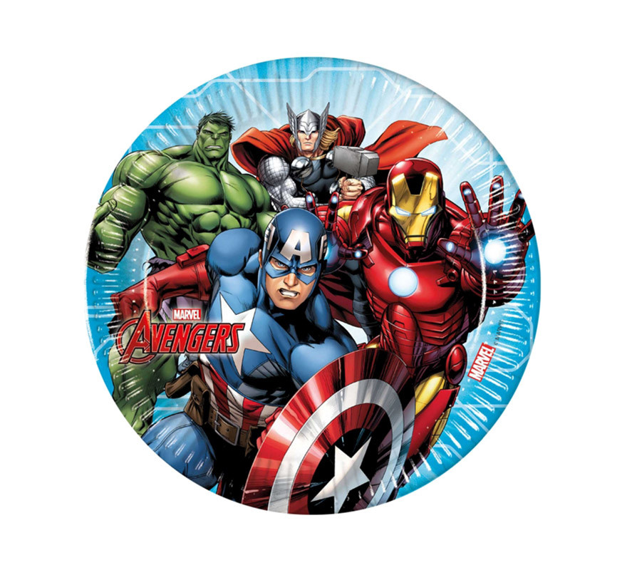 Procos 93432 Mighty avengers platos desechables papel 8 unidades 23 cm diseño los vengadores accesorio liragram españa