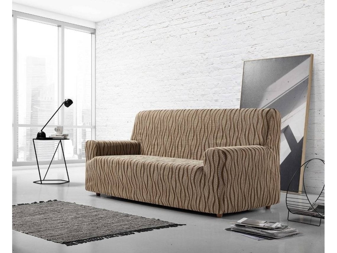 Funda Sofa ESTORALIS Andromeda Marrón Paja (3 Plazas - Poliester y Algodón  - 180-200 x 80-110 cm) | Worten.es