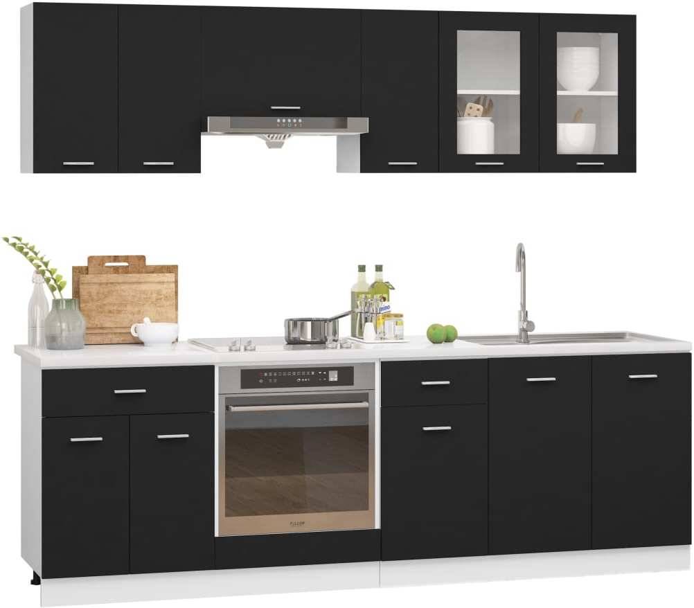 Conjunto de 8 Piezas de Armário de Cocina VIDAXL Negro 3067648 (Madera - 80 x 46 x 81.5 cm)