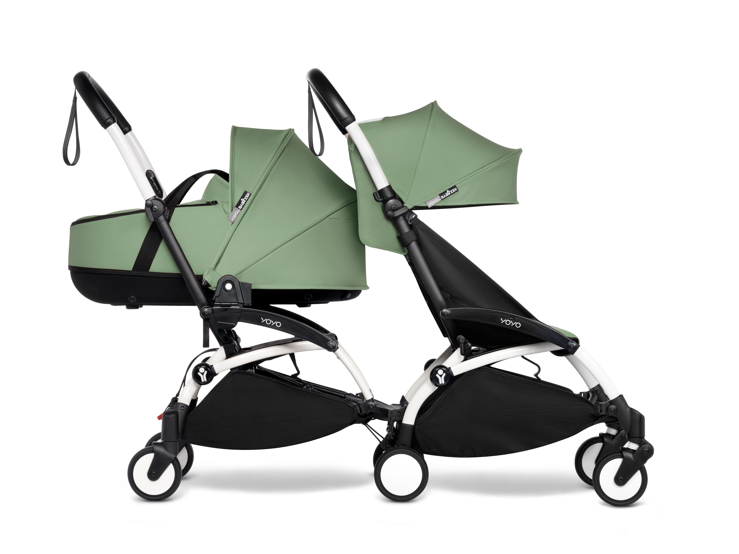 Silla de Paseo BABYZEN Yoyo² Duo Connect para 1 Recién Nacido y 1 Niño de 6 Meses + Estructura Blanca y Color Menta