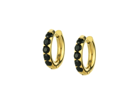 Pendientes de aro de mujer dorados y negros TWOBROTHERS