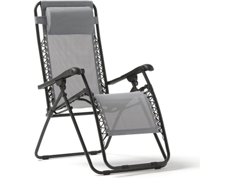 Silla Gravedad Cero silla de patio reclinable Tumbona Plegable con Reposacabezas Gris SELEOK