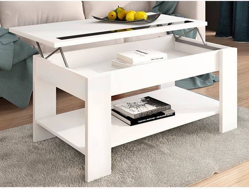 Mesa De Centro homesouth elevable agueda blanco mueble apoyo melamina 90 x 338–453 50