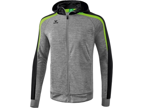 Chaqueta Entrenamiento ERIMA Liga 2.0 con Capucha (Gris, Negro y Verde - XXL)