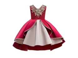 Vestido NNJXD Princesa Sin Mangas Poliéster para Niña (150 cm - Rojo)