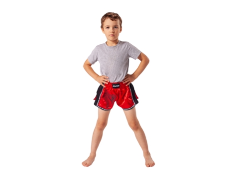 Pantalones Cortos para Boxe Thaï KWON (Niño Unisex - Rojo - 140 cm)