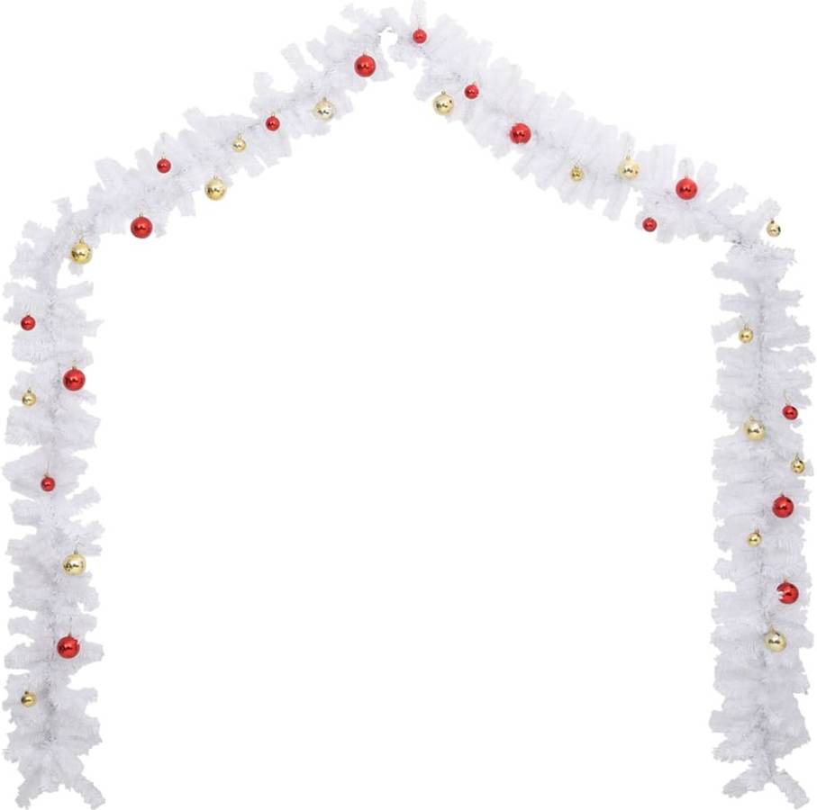 Adorno de Navidad VIDAXL Corona decorada con Adornos (PVC - Blanco)