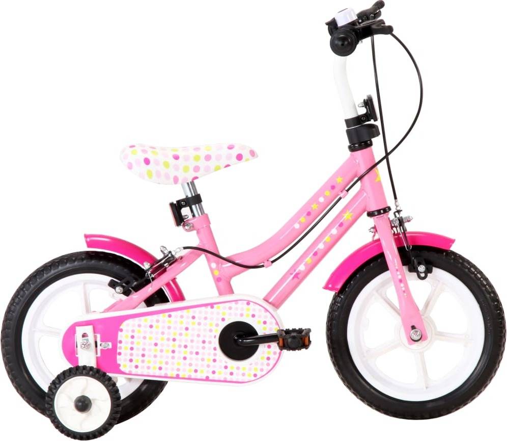 Bicicleta Infantil VIDAXL Blanco y Rosa (Edad Mínima: 2 Años - 12'')