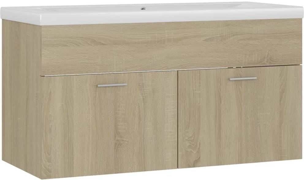 Mueble Con Lavabo aglomerado roble sonoma vidaxl 90x385x46 cm armario empotrado madera 90x38.5x46