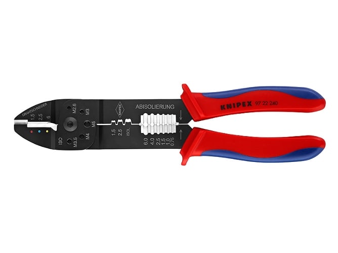 Alicate Velleman 97 22 240 knipex para entallar terminales negro lacado con fundas