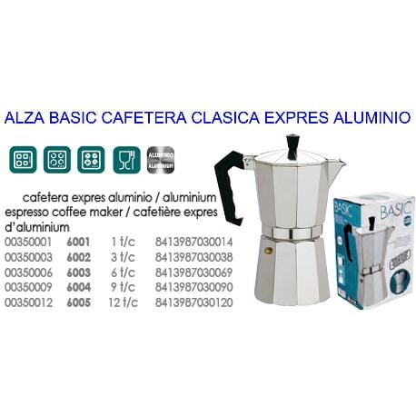 Alza basic cafetera clasica expres aluminio   3 tazas 6002