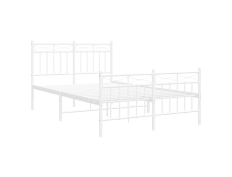 Maison Exclusive Estructura cama metal con cabecero y estribo blanco  120x190 cm