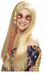 Smiffys Peluca De fiesta hippy rubia larga con abalorios colores max bersinger 81510601