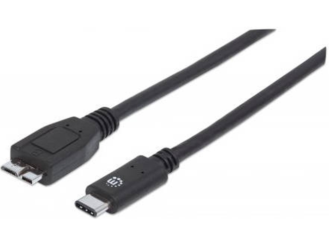 Cable USB MANHATTAN Micro-USB B/USB C 1 m Macho/Macho Negro