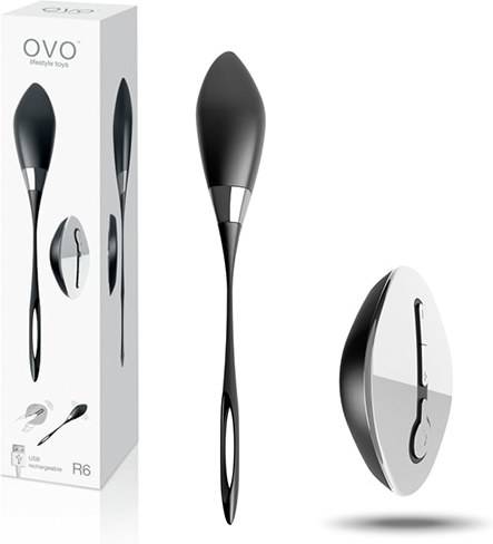 Ovo R6 Huevo vibrador a control remoto negro y cromado 275