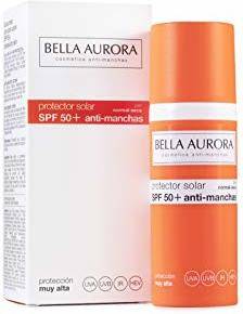 Protector Solar Bella aurora blemish fluid normal dry skin 50ml spf 50+ facial antimanchas piel seca 50 crema del