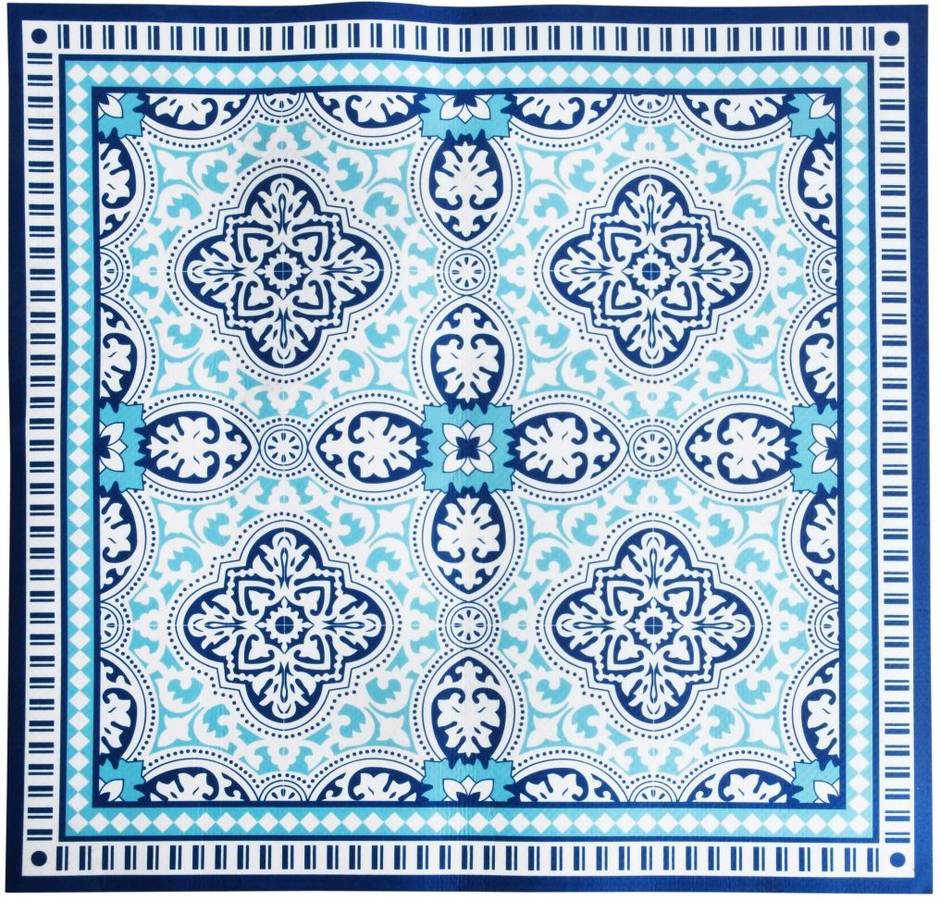 Alfombra ESSCHERT DESIGN Barbacoa (Azul - 100 x 100 cm - Poliéster)