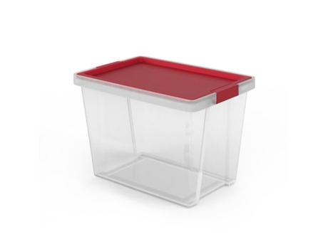 Caja De Ordenamiento Multiusos TATAY 15L 100% Reciclable Con Tapa Abatible. Rojo