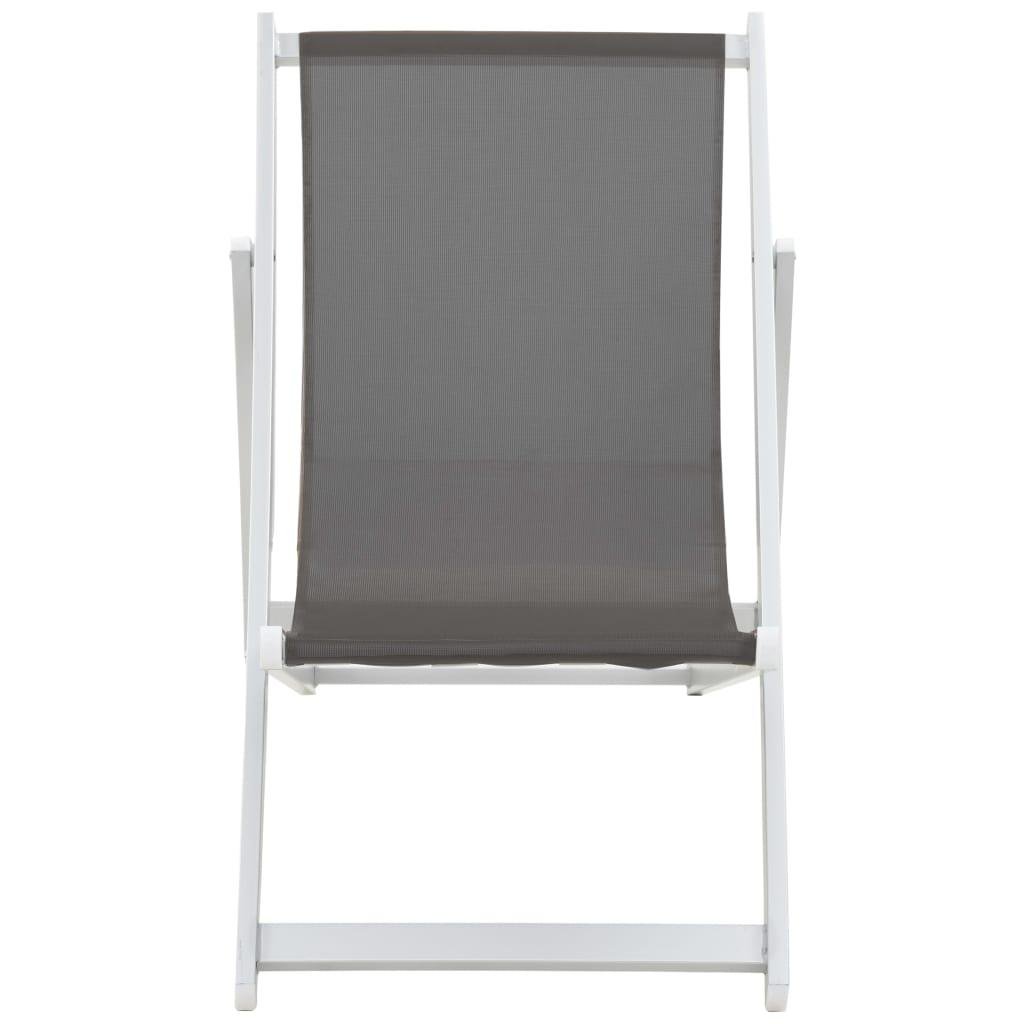 Vidaxl 2x Sillas de playa plegables aluminio textilene gris asiento taburete 2 unidades y