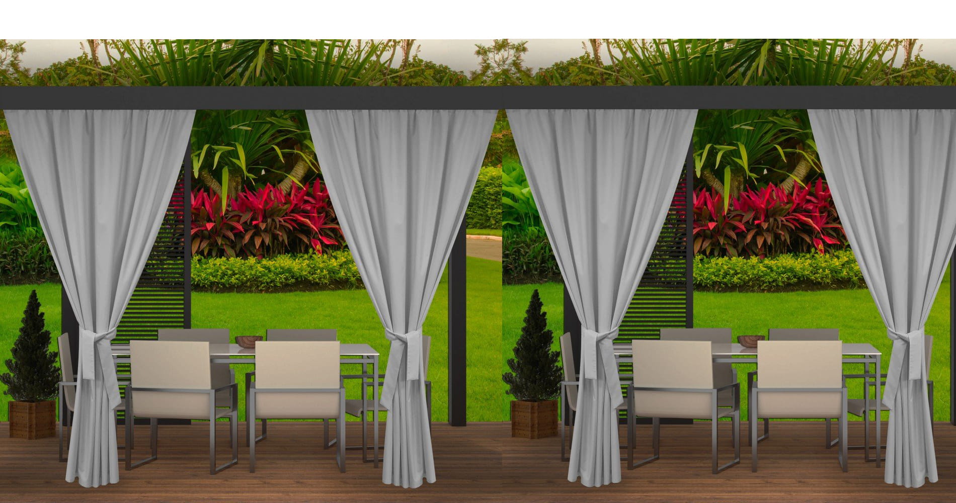 Cortinas exteriores azules, Cortina 4x155x240cm Cortina para Pérgola  Impermeable, Cortina exterior para terraza Cortina parasol para balcón