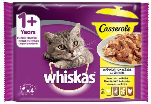 Comida Para Gatos aves whiskas bolsa 4 uds. 100 4x85