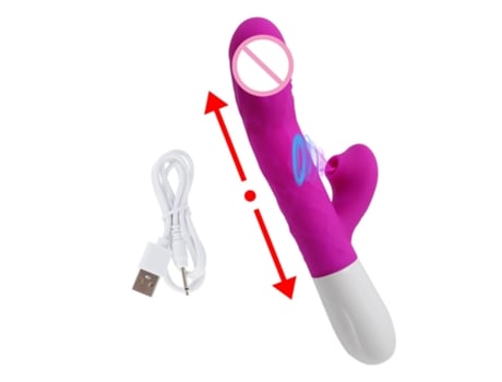 Vibrador de conejo de succión de empuje, masajeador giratorio telescópico de calefacción de 360 (púrpura) VEANXIN