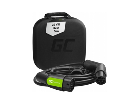 Cable de Carga Green Cell EV07 Tipo 2 22kW 32A 5m Negro