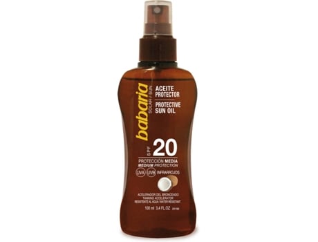 Protector Solar BABARIA Aceite Côco SPF 20 (100 ml) - Tamaño Viaje