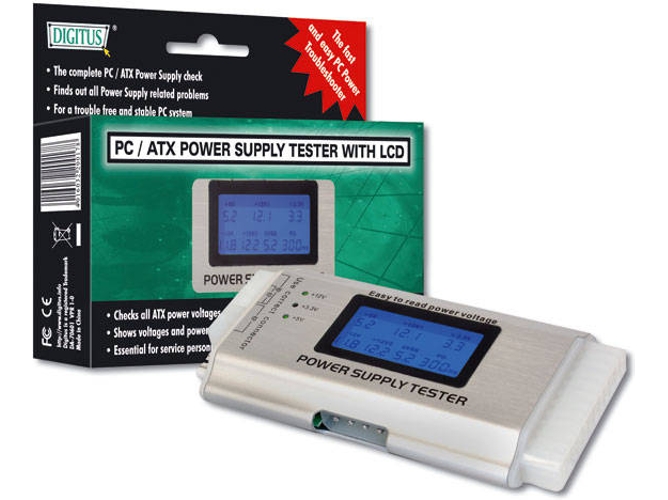 Equipo de teste de Batería DIGITUS ATX Power Supply Tester with LCD