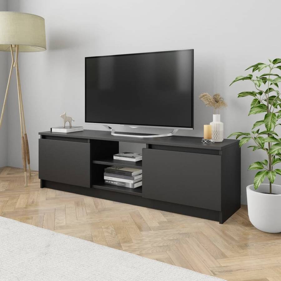 Mueble TV VIDAXL Aglomerado 800568 (120 x 30 x 35.5 cm - Madera - Negro)