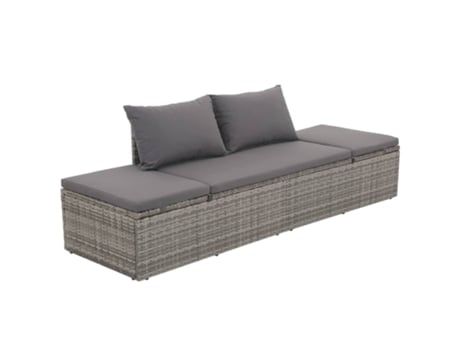 MAISON EXCLUSIVE - Cama de jardín 195x60 cm ratán sintético gris