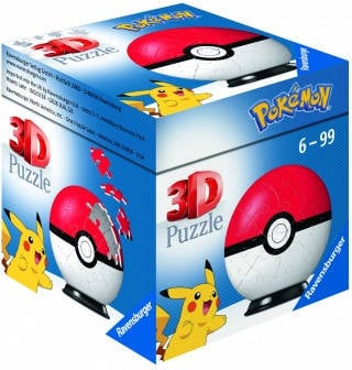 Puzzle 3D RAVENSBURGUER Pokémon Pokéball Classic (Edad Mínima: 6 Años - 55 Piezas)