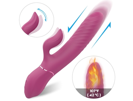 Vibrador de masaje calentado telescópico 2 en 1 con 9 modos para mujeres (rojo rosa) VEANXIN