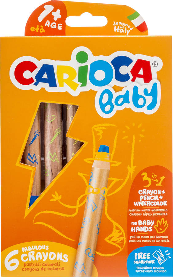 Lápiz de Cera CARIOCA Baby 3 en 1 (6 Unidades)