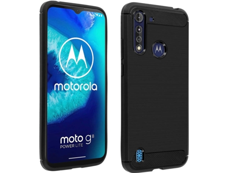 Carcasa Motorola Moto G8 Power Lite AVIZAR BACK-CARBRUSH-BK-G8L Negro