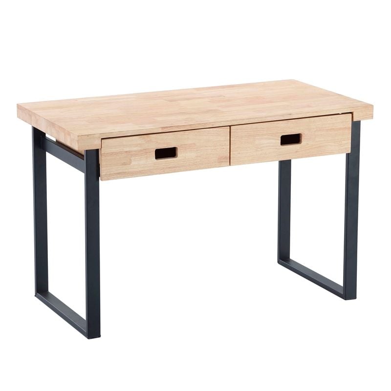 Mesa escritorio natural 2 cajones, ABECEDARIO, 120 cm (ancho), roble salvaje-negro