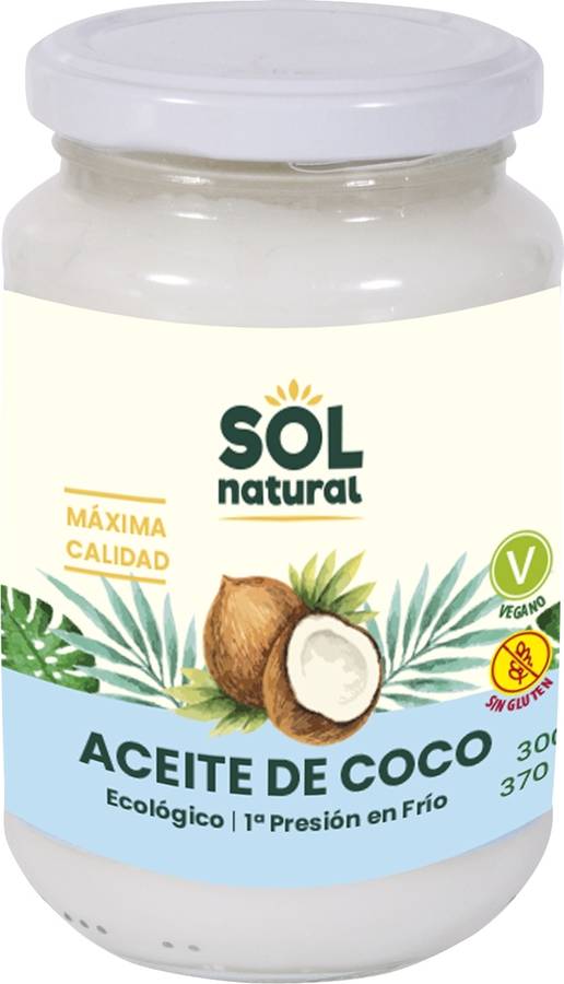 Aceite de Coco Virgen Extra Bio SOL NATURAL (370 ml de Aceite)