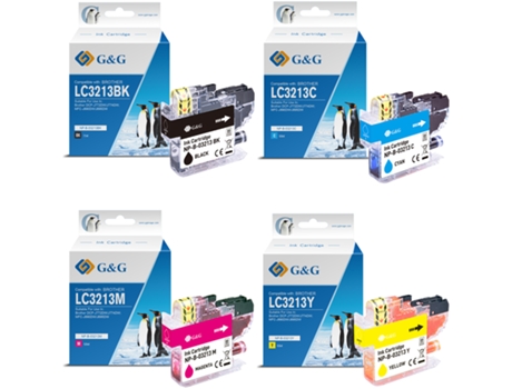 Pack 4 Cartuchos de Tinta Compatibles G&G Brother LC3213 LC3211 LC3213Bk/LC3211Bk LC3213C/LC3211C LC3213M/LC3211M LC3213Y/LC3211Y