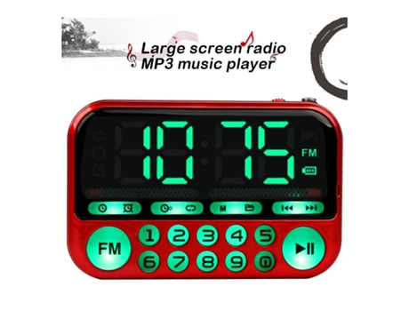 Lector MP3 Pantalla grande portátil digital fm usb tf reproductor recargable rojo