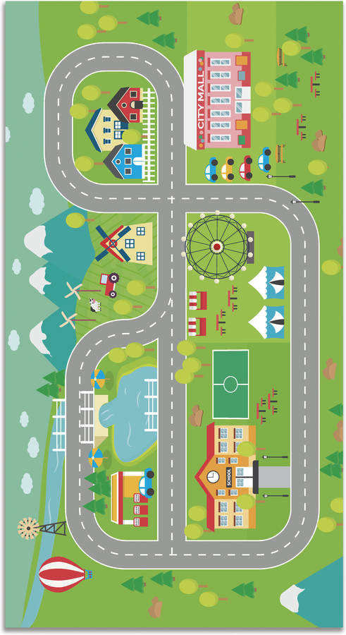 Alfombra HOME & LIVING Carretera para Niños (Multicolor - 80x150 cm - Vinilo)