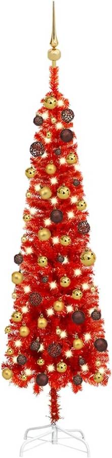 Árbol de Navidad VIDAXL con Luces LED y Bolas (Rojo - 150x43 cm)