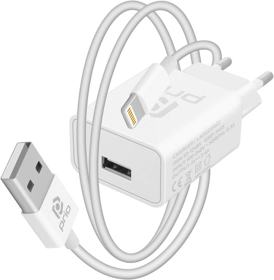 Cargador PRIO Cable Lightning / iPhone MFI Carga Rápida (2.4 A - Blanco)